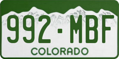 CO license plate 992MBF
