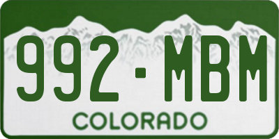 CO license plate 992MBM
