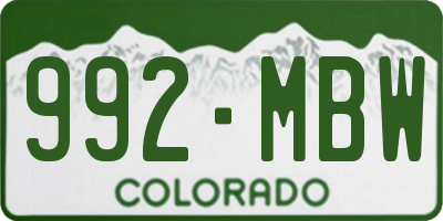 CO license plate 992MBW