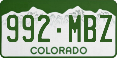 CO license plate 992MBZ