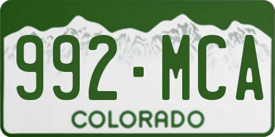 CO license plate 992MCA