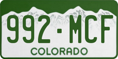 CO license plate 992MCF