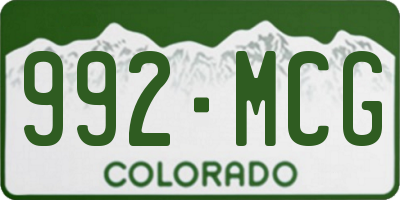 CO license plate 992MCG