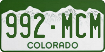CO license plate 992MCM
