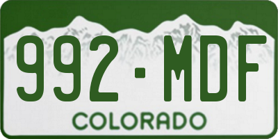 CO license plate 992MDF