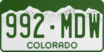 CO license plate 992MDW