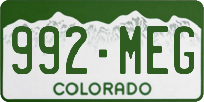 CO license plate 992MEG
