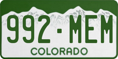 CO license plate 992MEM