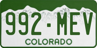 CO license plate 992MEV