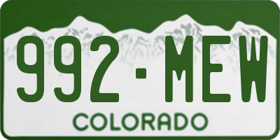 CO license plate 992MEW