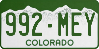 CO license plate 992MEY