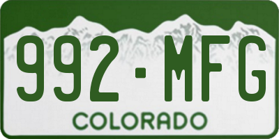 CO license plate 992MFG