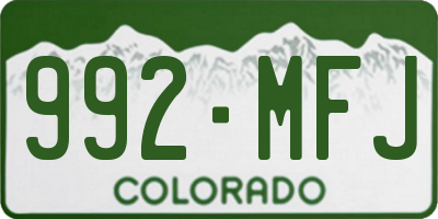 CO license plate 992MFJ