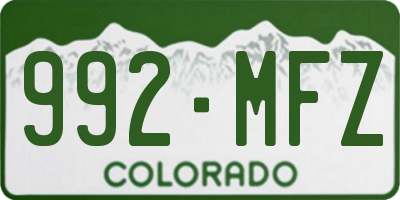 CO license plate 992MFZ