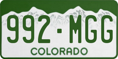 CO license plate 992MGG