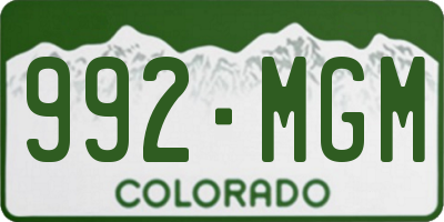 CO license plate 992MGM