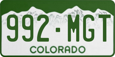 CO license plate 992MGT