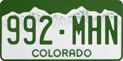 CO license plate 992MHN
