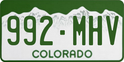 CO license plate 992MHV