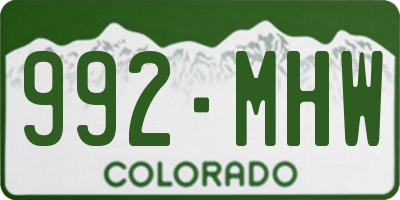 CO license plate 992MHW