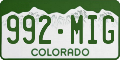 CO license plate 992MIG