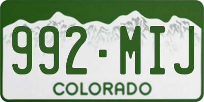 CO license plate 992MIJ