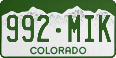CO license plate 992MIK