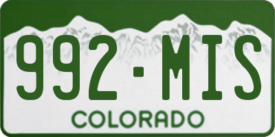CO license plate 992MIS