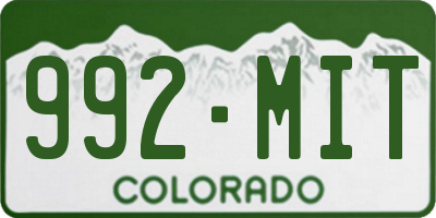 CO license plate 992MIT