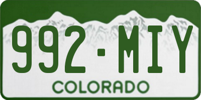 CO license plate 992MIY