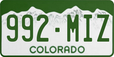 CO license plate 992MIZ