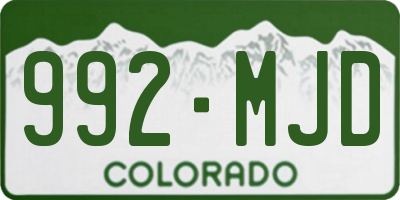 CO license plate 992MJD