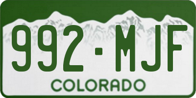 CO license plate 992MJF