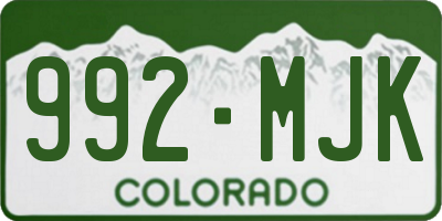 CO license plate 992MJK