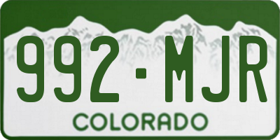 CO license plate 992MJR