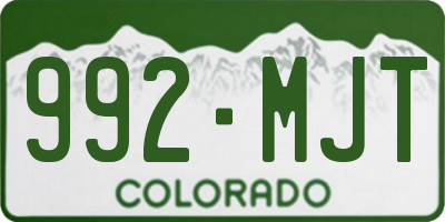 CO license plate 992MJT