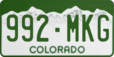 CO license plate 992MKG
