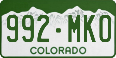 CO license plate 992MKO