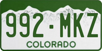 CO license plate 992MKZ
