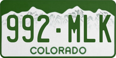 CO license plate 992MLK