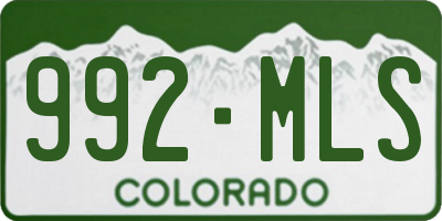 CO license plate 992MLS