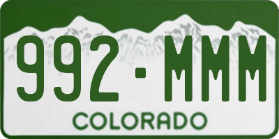 CO license plate 992MMM