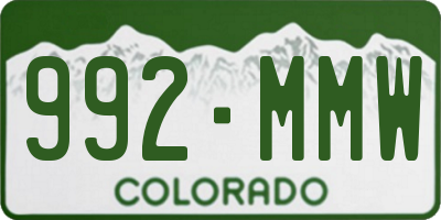 CO license plate 992MMW