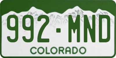 CO license plate 992MND