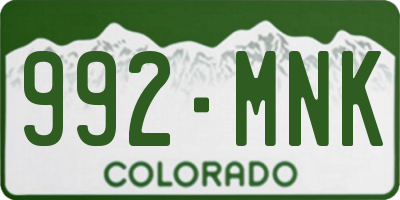 CO license plate 992MNK