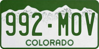 CO license plate 992MOV