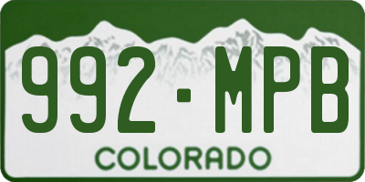 CO license plate 992MPB