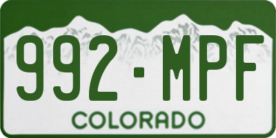 CO license plate 992MPF