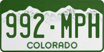CO license plate 992MPH