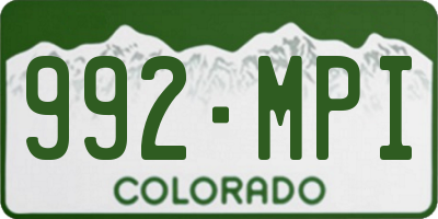 CO license plate 992MPI